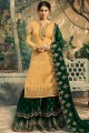 Yellow Satin georgette Sharara Suits