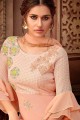 Peach Georgette and viscose Palazzo Suits