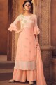 Peach Georgette and viscose Palazzo Suits