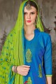 Blue Chanderi and cotton Churidar Suits
