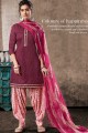 Violet Cotton and jacquard Patiala Suits