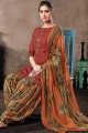 Light maroon Cotton and jacquard Patiala Suits