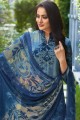 Steel blue Crepe Palazzo Suits