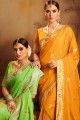 Attractive Yellow Jacquard and silk saree
