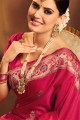 New Rani pink Jacquard and silk saree