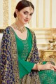 Alluring Green Satin Palazzo Suits