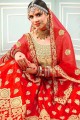 Adorable Red Satin and silk Lehenga Choli