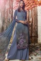 Blue Crepe Palazzo Suits