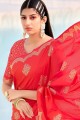 Red Banarasi Saree in Weaving Banarasi silk