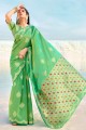 Banarasi Saree in Lime green Weaving Banarasi silk