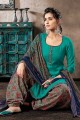 Green Cotton and jacquard Patiala Suits