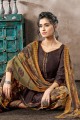 Brown Cotton and jacquard Patiala Suits