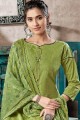 Green Cotton and jacquard Patiala Suits