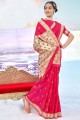 Banarasi silk Hot pink Banarasi Saree in Weaving