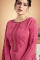 Rose pink Cotton Palazzo Suits