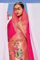 Pink Banarasi Saree in  Banarasi silk with Weaving