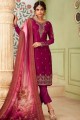 Violet Georgette and satin Straight Pant Suit