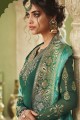 Green Georgette and satin Straight Pant Suit