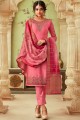 Pink Georgette and satin Straight Pant Suit