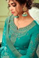 Sea green Georgette and satin Straight Pant Suit