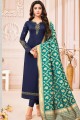 Navy blue Cotton and silk Churidar Suits