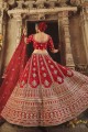 Silk Bridal Lehenga Choli with Embroidered in Red