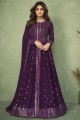 Anarkali Suit in Purple Georgette with Embroidered