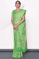 Green Saree with Hand,weaving Cotton