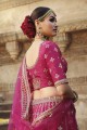 Embroidered Silk Pink Bridal Lehenga Choli with Dupatta