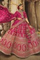 Bridal Lehenga Choli in Pink Silk with Embroidered