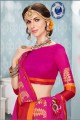 Rani Pink color Cotton Art Silk saree