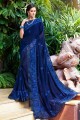 Exquisite Blue color Georgette saree