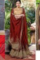 Appealing Maroon color Georgette saree