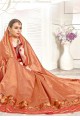 Designer Peach color Art Silk saree