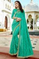 Stunning Sea Green color Soft Silk saree