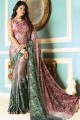 Dusty Pink & Grey color Fancy Fabric saree