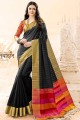 Black color Handloom Cotton Silk saree