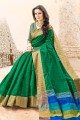 Green color Handloom Cotton Silk saree