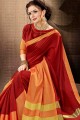 Magnificent Red color Cotton Silk saree