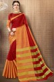 Magnificent Red color Cotton Silk saree