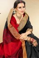 Black Handloom Cotton Silk saree