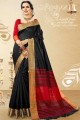 Black Handloom Cotton Silk saree