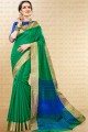 Green Handloom Cotton Silk saree