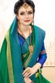 Green Khadi Cotton Silk saree