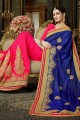 Royal Blue & Fuschia Pink Art Silk saree