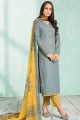 Designer Grey Cotton Salwar Kameez