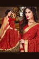 Ethinc Indian Red Georgette saree