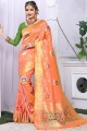 Stylish Peach Banarasi Art Silk saree