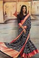 Magnificent Black Nylon Art Silk saree