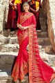 Enticing Red Chiffon saree
